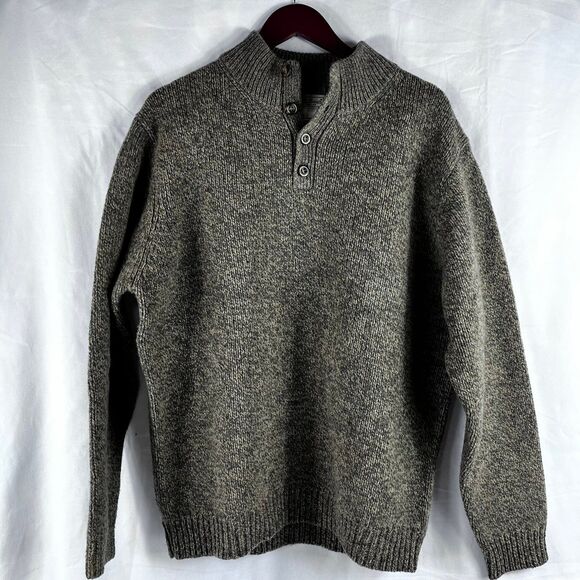 L.L. Bean Lambswool Henley Sweater – Men’s Large Tan Brown - Picture 1 of 5